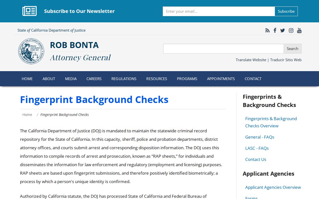 California DOJ fingerprint criminal record review information