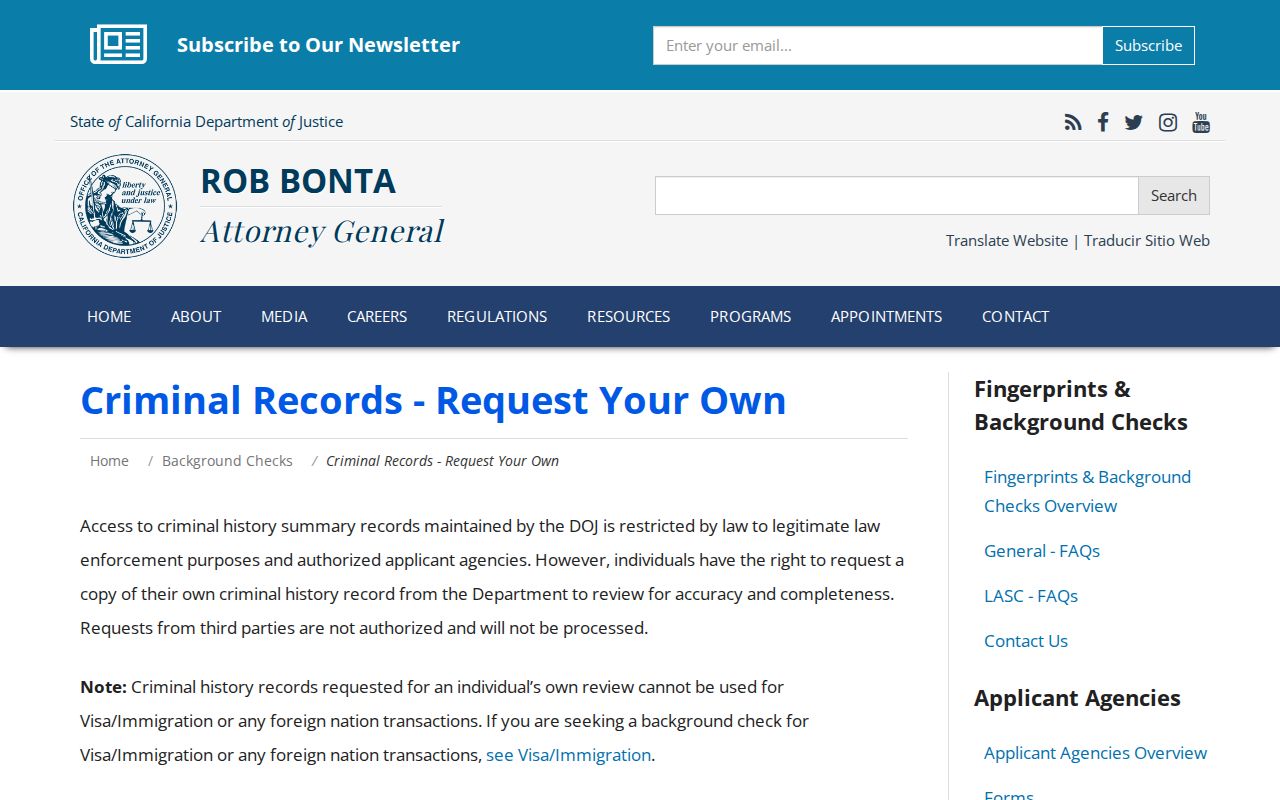 Marin County criminal history record review through California DOJ